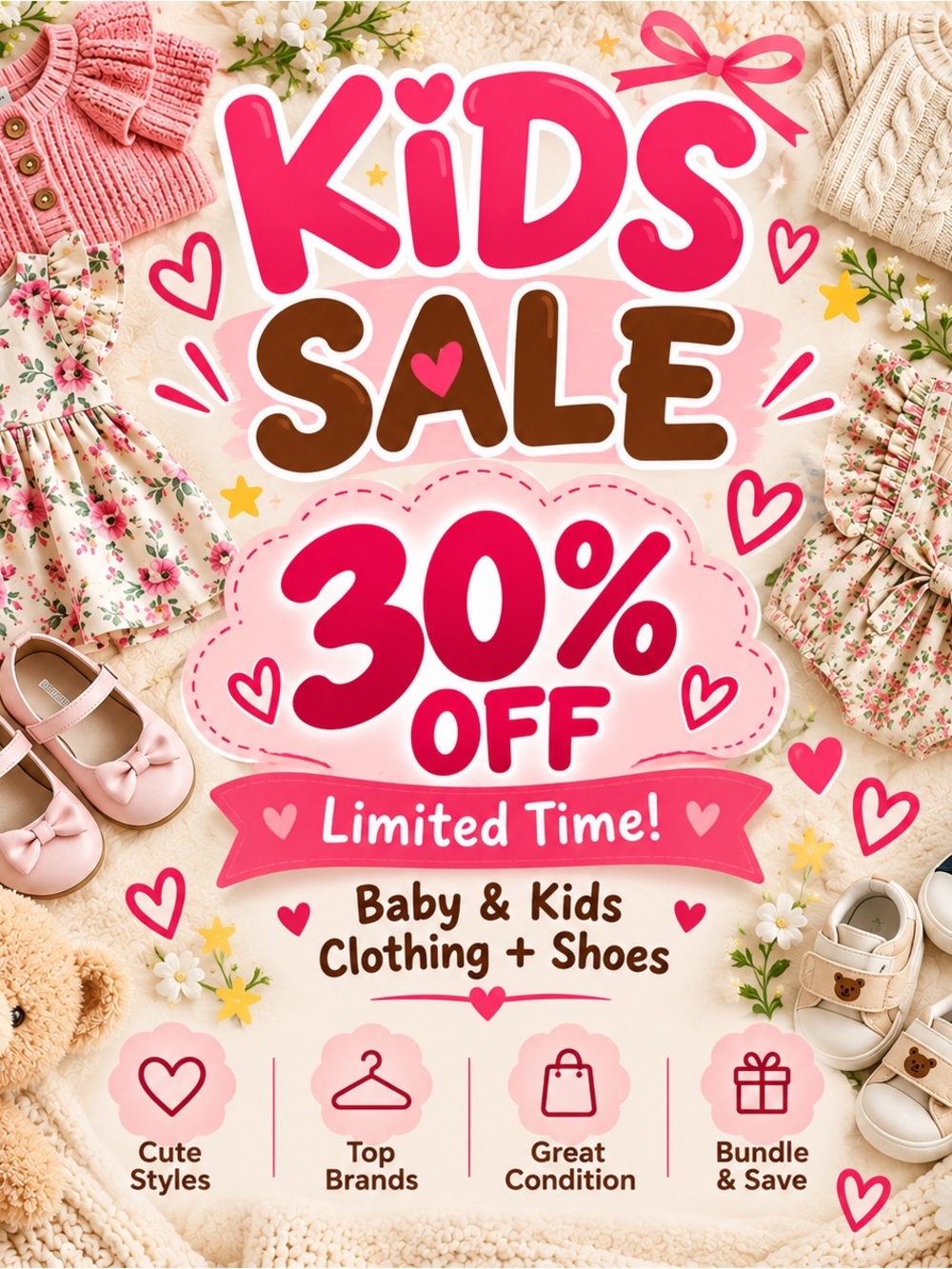 🎉 KIDS SALE – 30% OFF Baby & Kids Clothing + Shoes